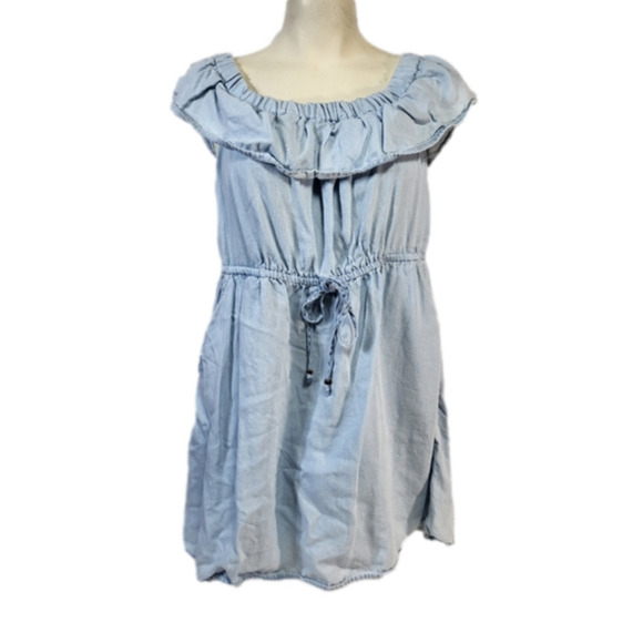 Guess Blue Denim Like Drew Ruffle Dress - Picture 2 of 8